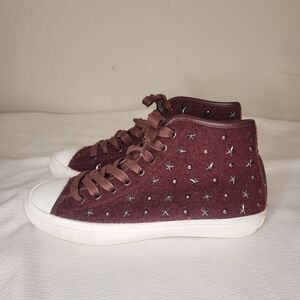 Coach Emerald Star High Top Burgundy Sneakers sz 6